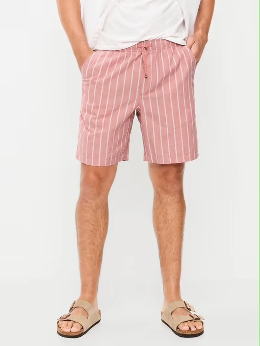 Old Navy Pink and White Vertical Stripe Swim Trunks